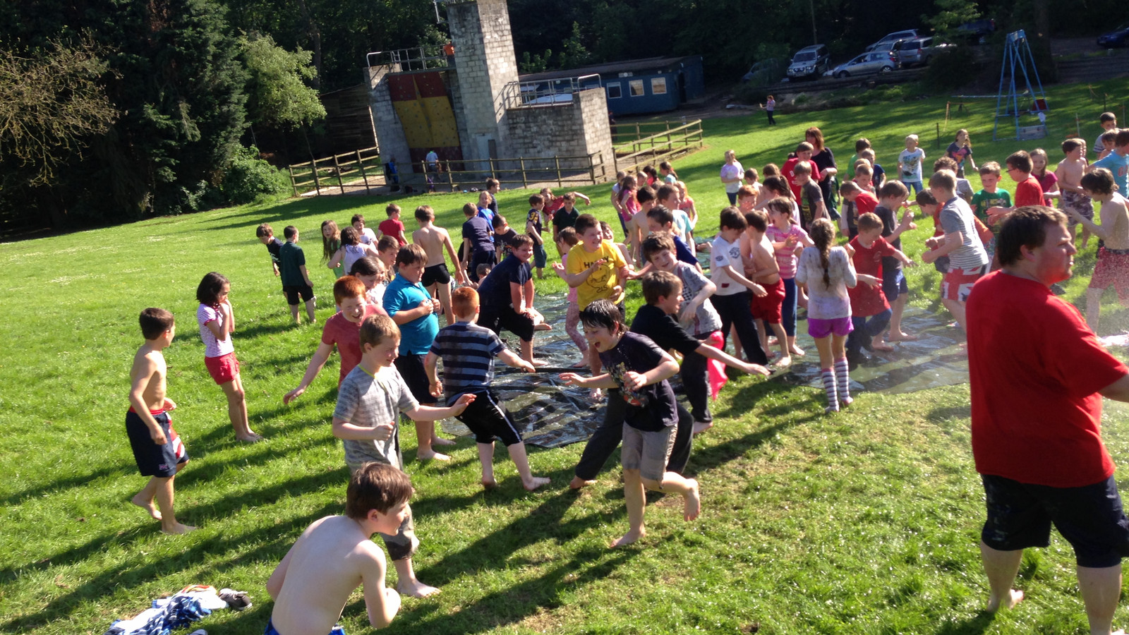 cubs getting wet at camp